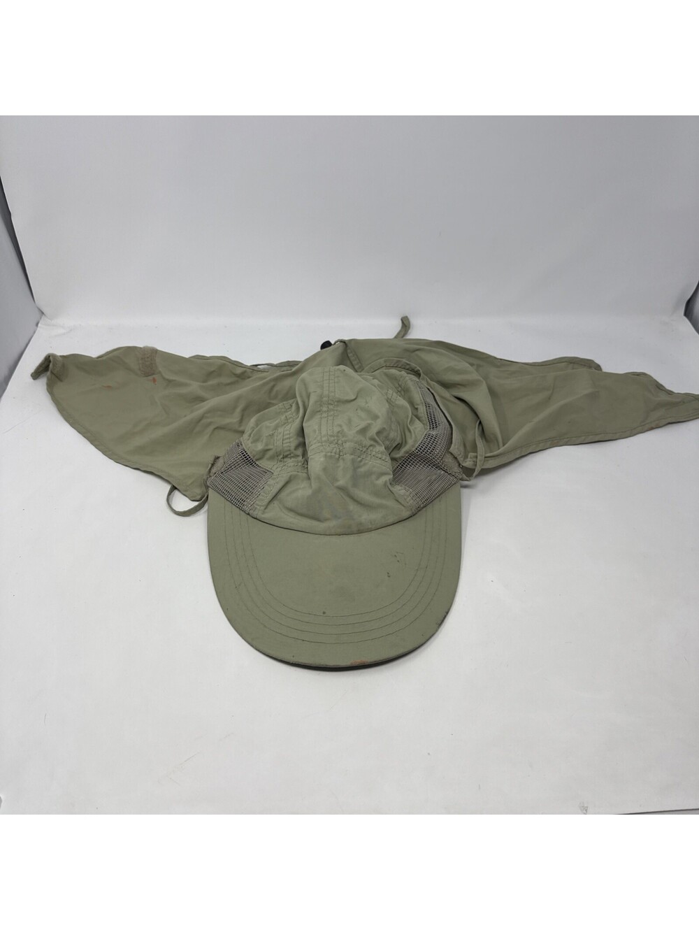 DPC Long Bill 7 Panel Hat Cap Strapback OSFM Green Fishing Nylon Neck Flap Green